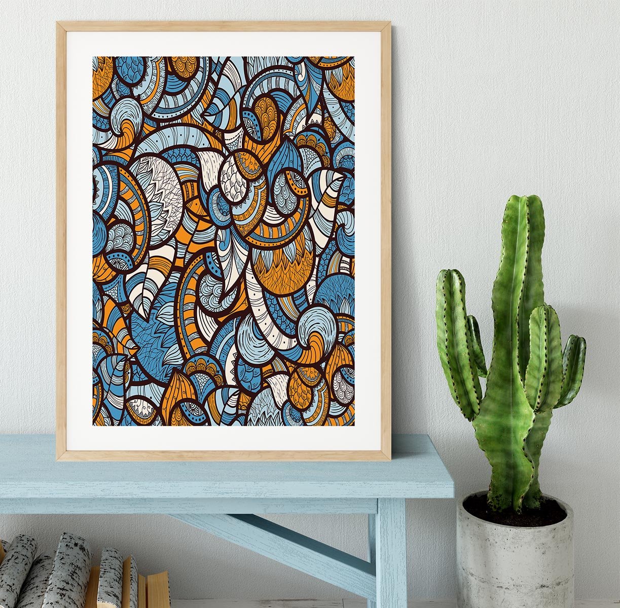 Doodle bright floral pattern Framed Print - Canvas Art Rocks - 3