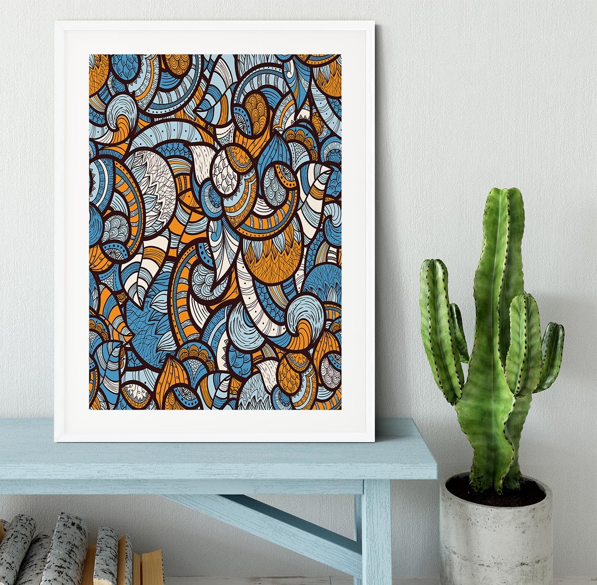 Doodle bright floral pattern Framed Print - Canvas Art Rocks - 5