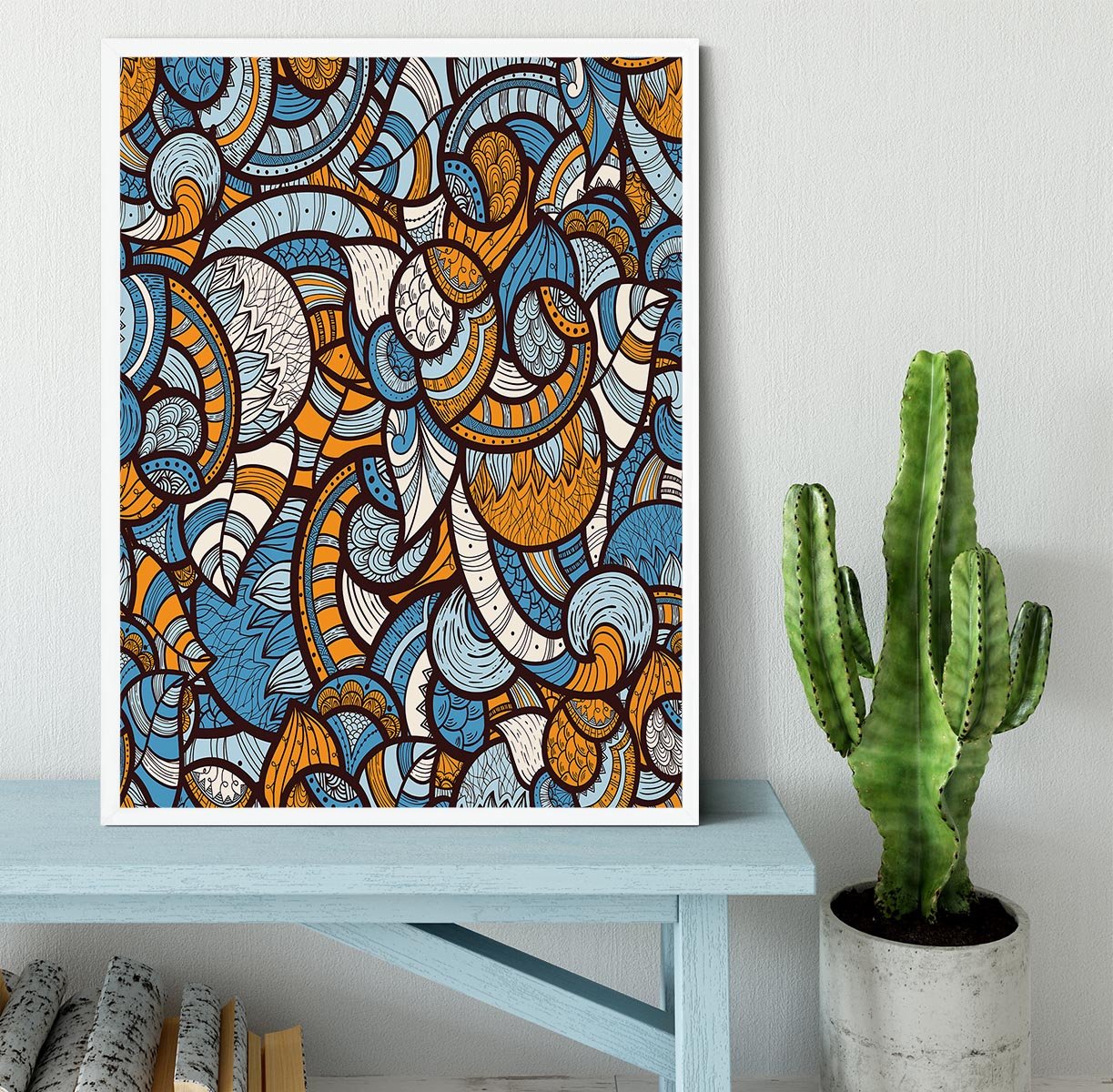 Doodle bright floral pattern Framed Print - Canvas Art Rocks -6