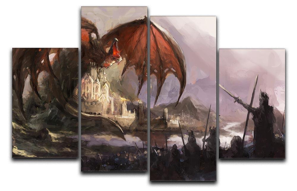 Dragon 4 Split Panel Canvas  - Canvas Art Rocks - 1
