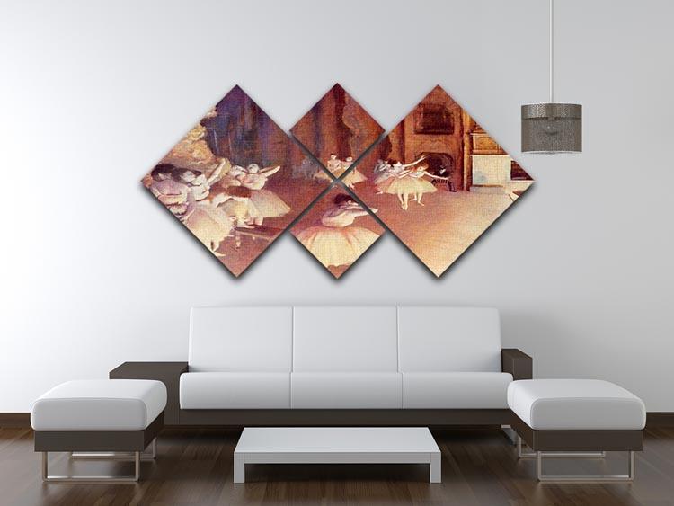 Dress rehearsal of the ballet on the stage by Degas 4 Square Multi Panel Canvas - Canvas Art Rocks - 3