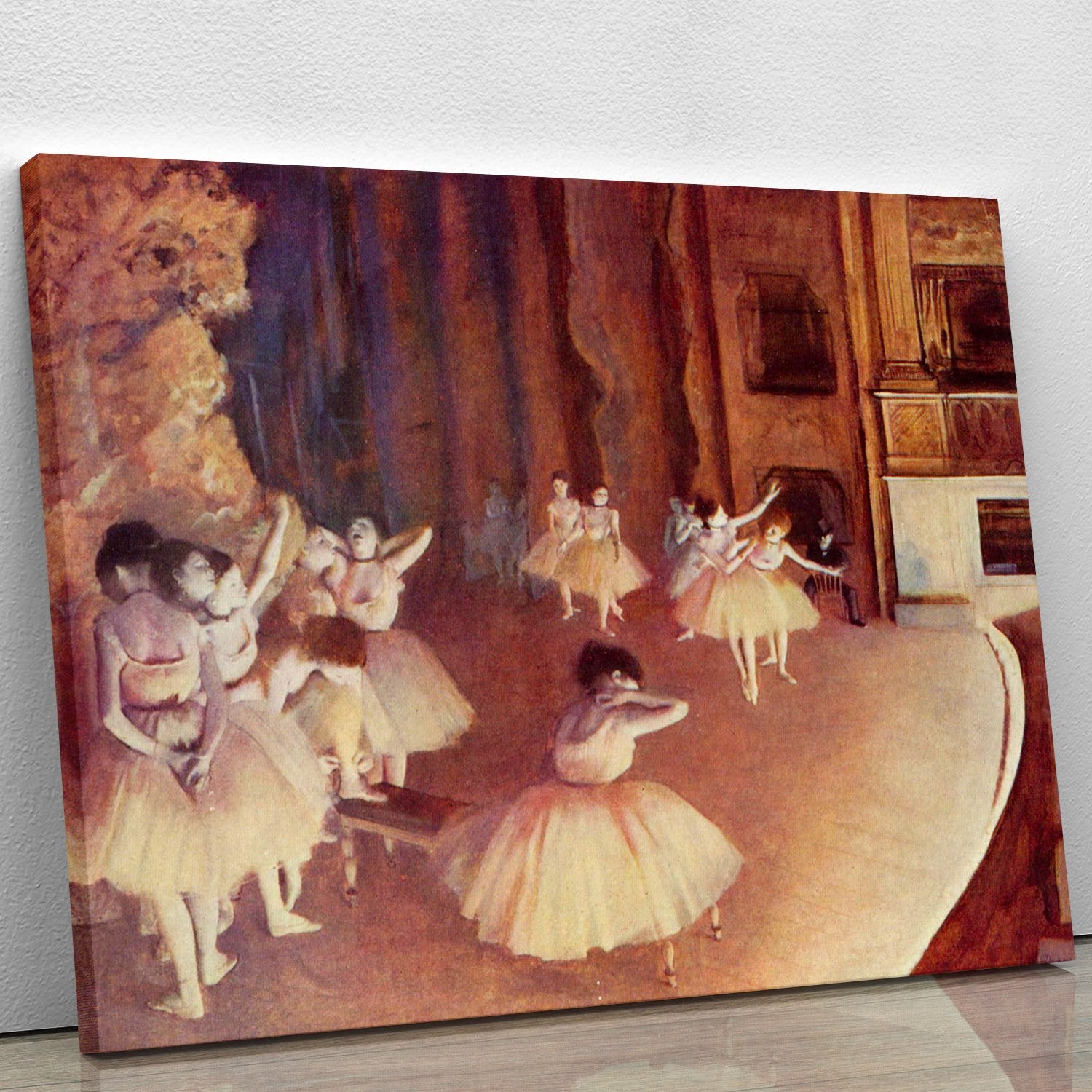 Dress rehearsal of the ballet on the stage by Degas Canvas Print or Poster