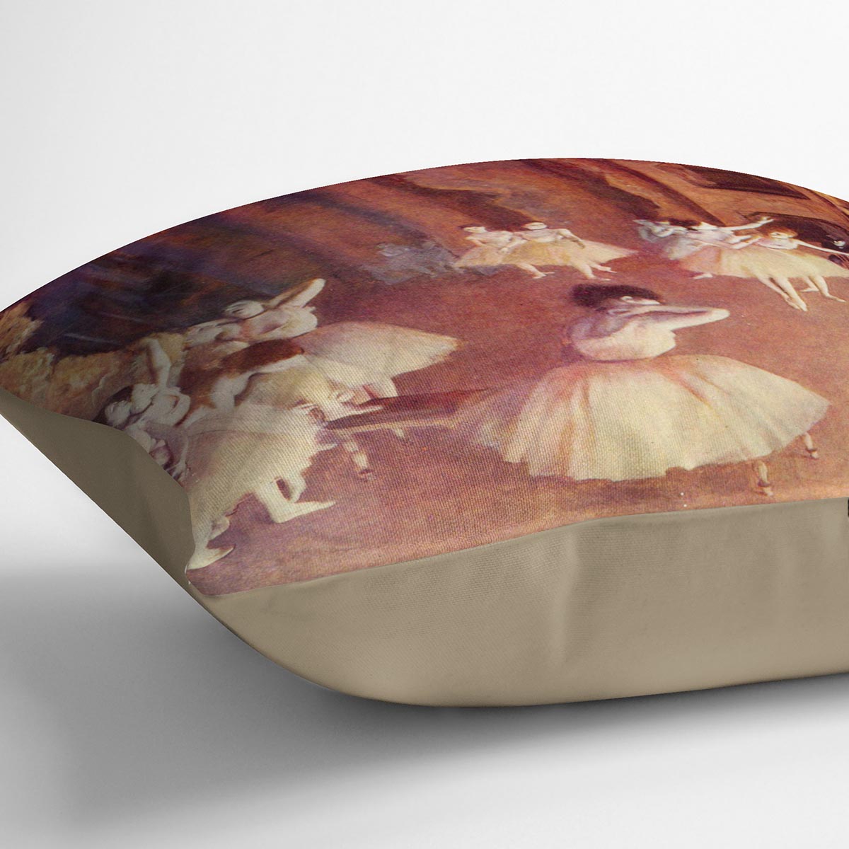 Dress rehearsal of the ballet on the stage by Degas Cushion