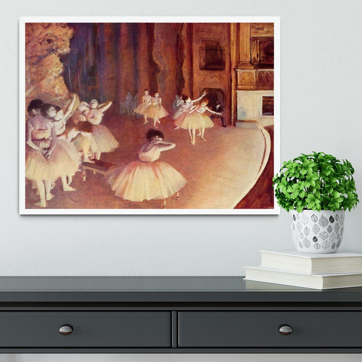 Dress rehearsal of the ballet on the stage by Degas Framed Print - Canvas Art Rocks -6