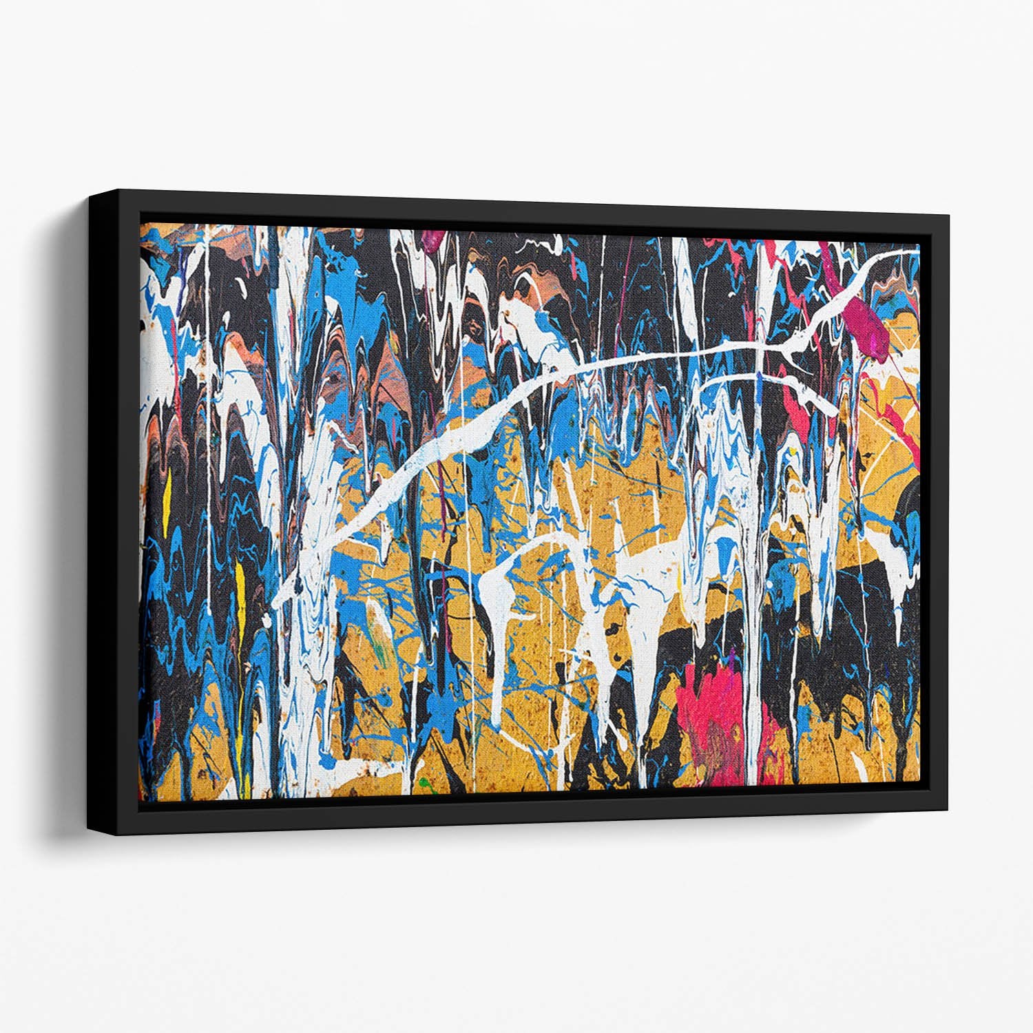 Dripping paint graffiti Floating Framed Canvas