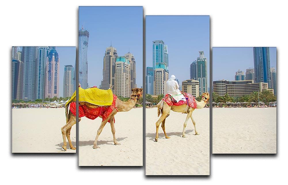 Dubai Camel on the town scape backround 4 Split Panel Canvas  - Canvas Art Rocks - 1