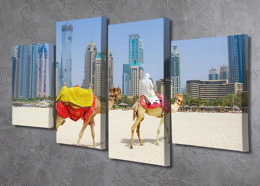 Dubai Camel on the town scape backround 4 Split Panel Canvas  - Canvas Art Rocks - 2