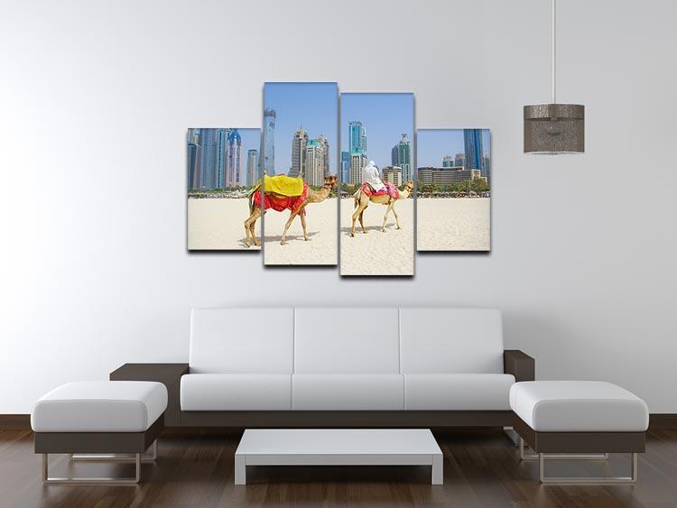 Dubai Camel on the town scape backround 4 Split Panel Canvas  - Canvas Art Rocks - 3