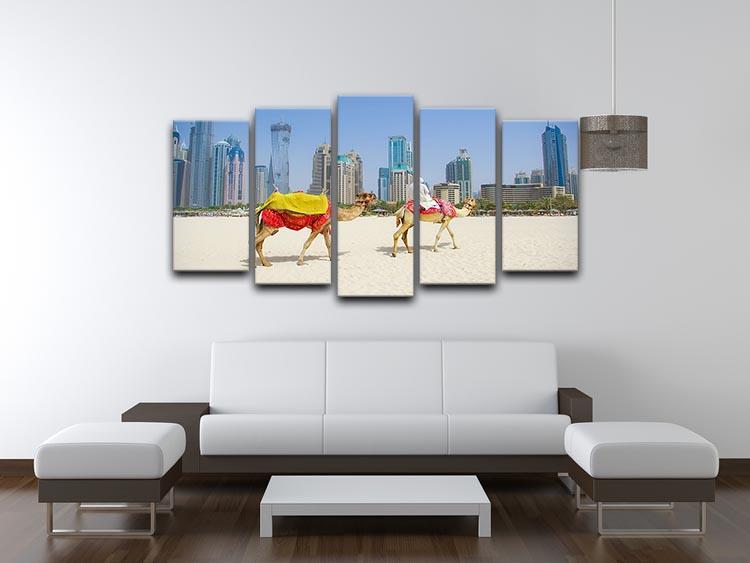 Dubai Camel on the town scape backround 5 Split Panel Canvas  - Canvas Art Rocks - 3