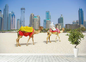 Dubai Camel on the town scape backround Wall Mural Wallpaper - Canvas Art Rocks - 4