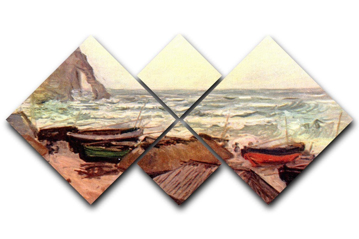 Durchbrochener rock at Etretat by Monet 4 Square Multi Panel Canvas  - Canvas Art Rocks - 1
