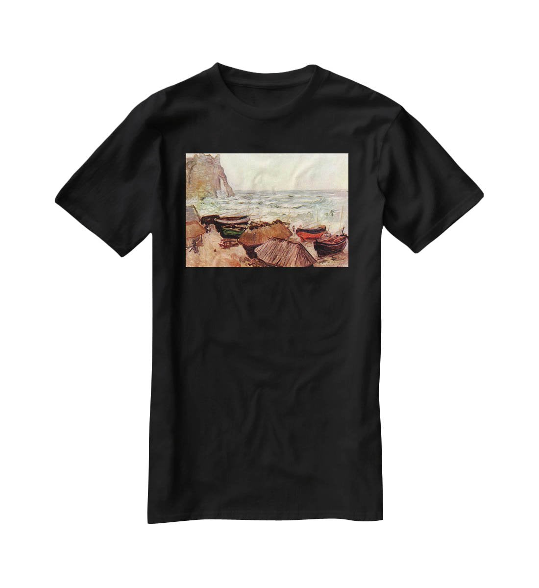Durchbrochener rock at Etretat by Monet T-Shirt - Canvas Art Rocks - 1