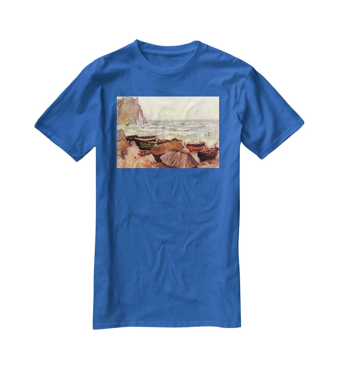 Durchbrochener rock at Etretat by Monet T-Shirt - Canvas Art Rocks - 2