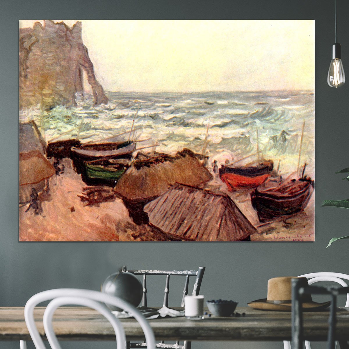 Durchbrochener rock at Etretat by Monet Canvas Print or Poster
