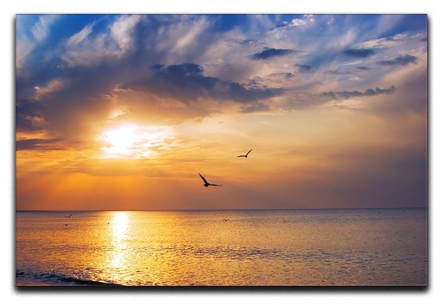 Early morning sunrise over the sea and a birds Canvas Print or Poster - Canvas Art Rocks - 1