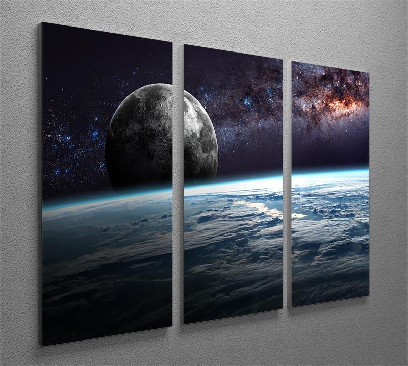Earth Moon and Stars 3 Split Panel Canvas Print - Canvas Art Rocks - 2