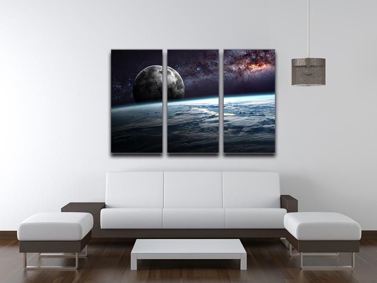 Earth Moon and Stars 3 Split Panel Canvas Print - Canvas Art Rocks - 3