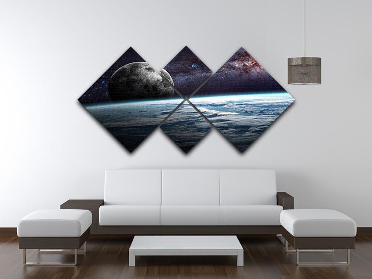 Earth Moon and Stars 4 Square Multi Panel Canvas - Canvas Art Rocks - 3