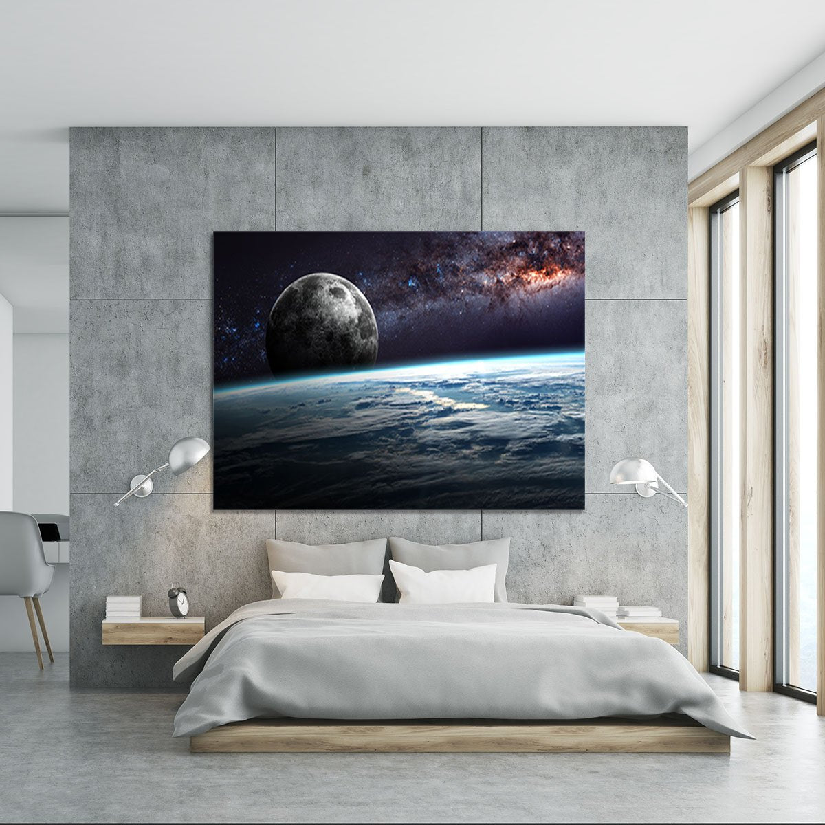 Earth Moon and Stars Canvas Print or Poster