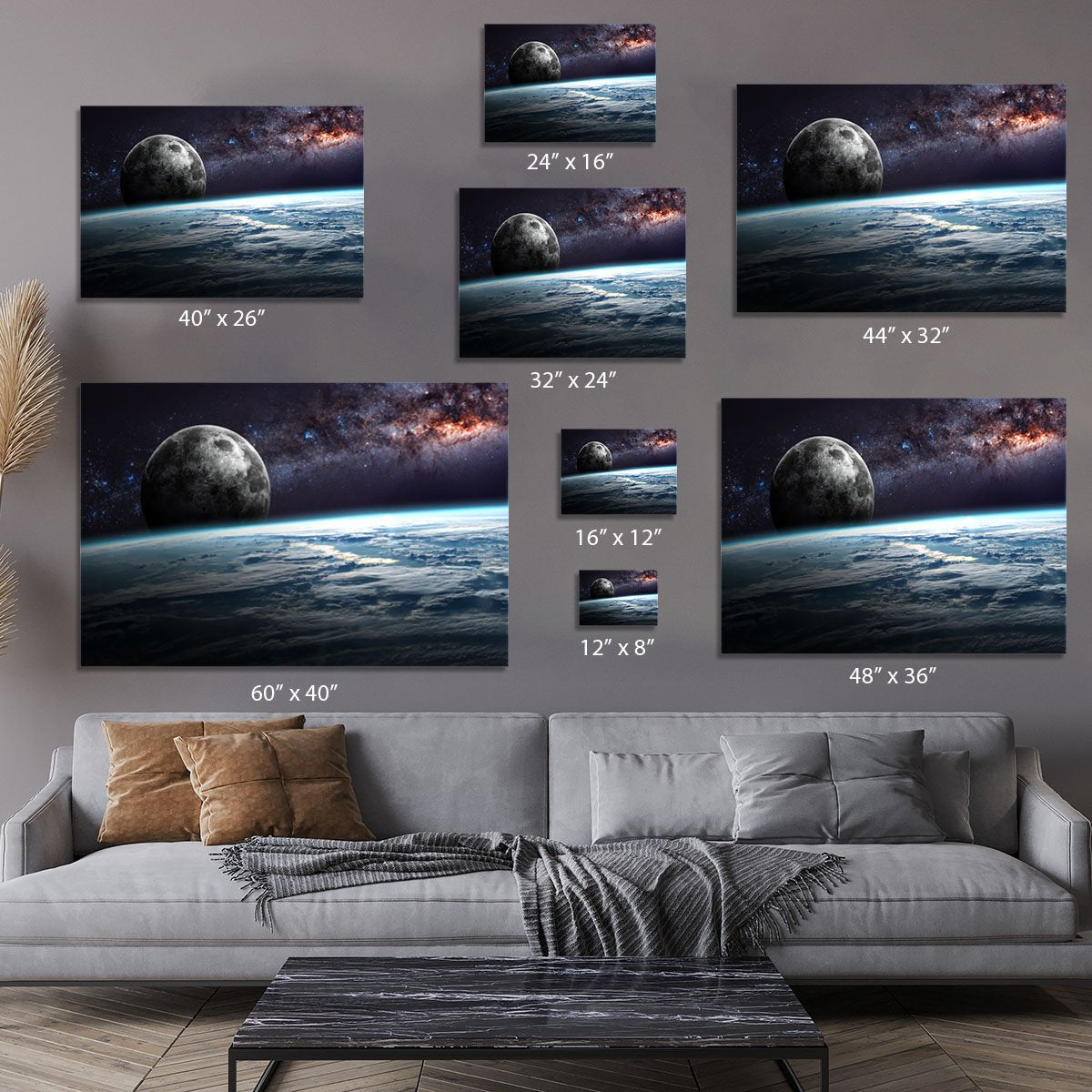 Earth Moon and Stars Canvas Print or Poster