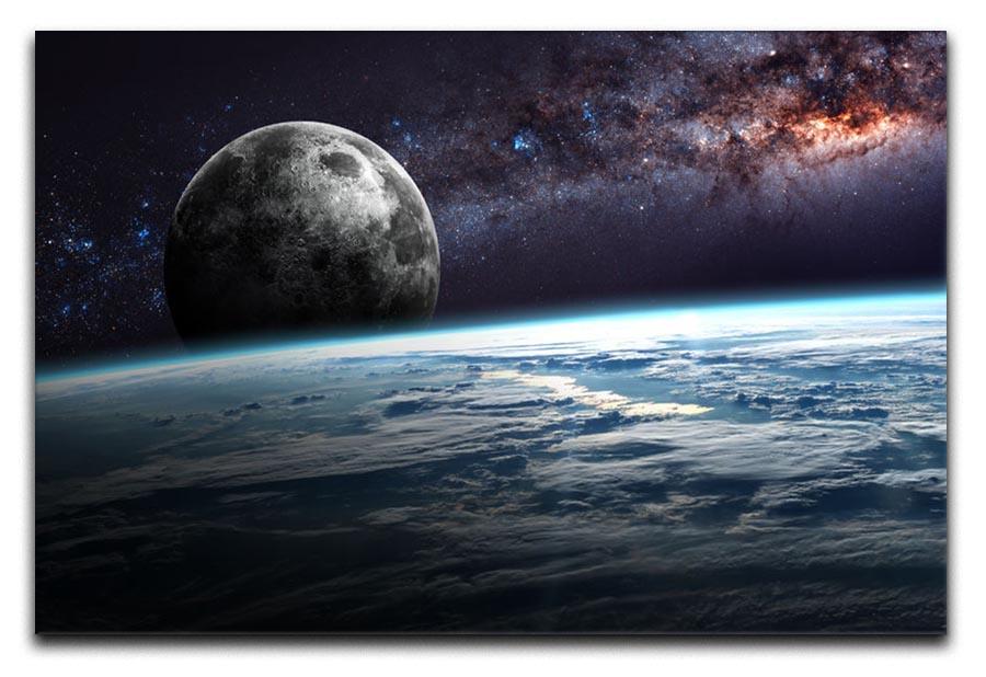 Earth Moon and Stars Canvas Print or Poster  - Canvas Art Rocks - 1