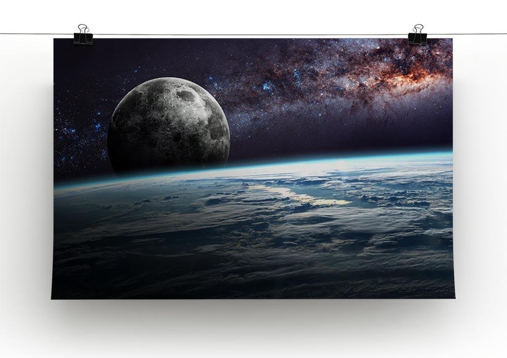 Earth Moon and Stars Canvas Print or Poster - Canvas Art Rocks - 2