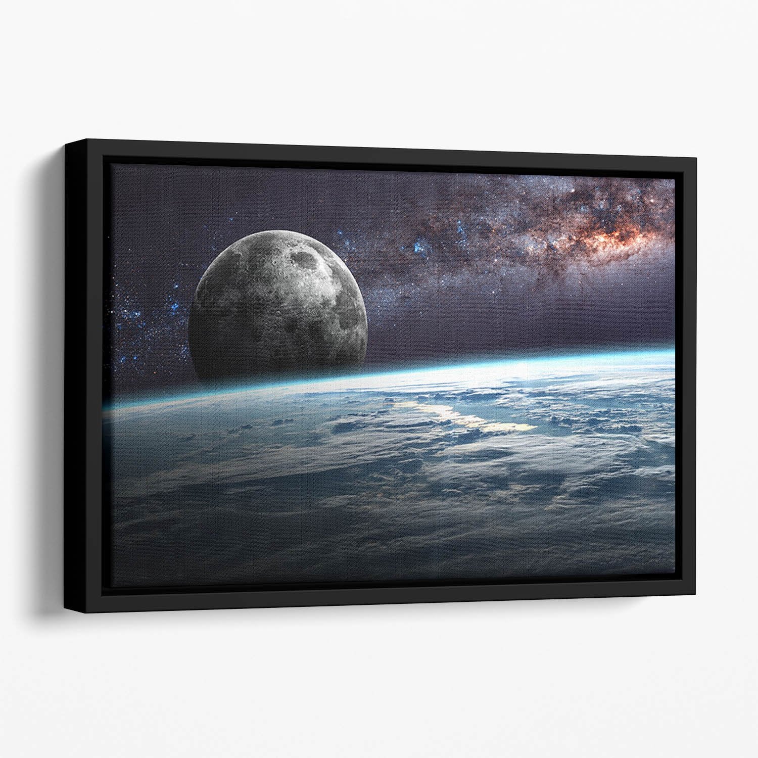 Earth Moon and Stars Floating Framed Canvas