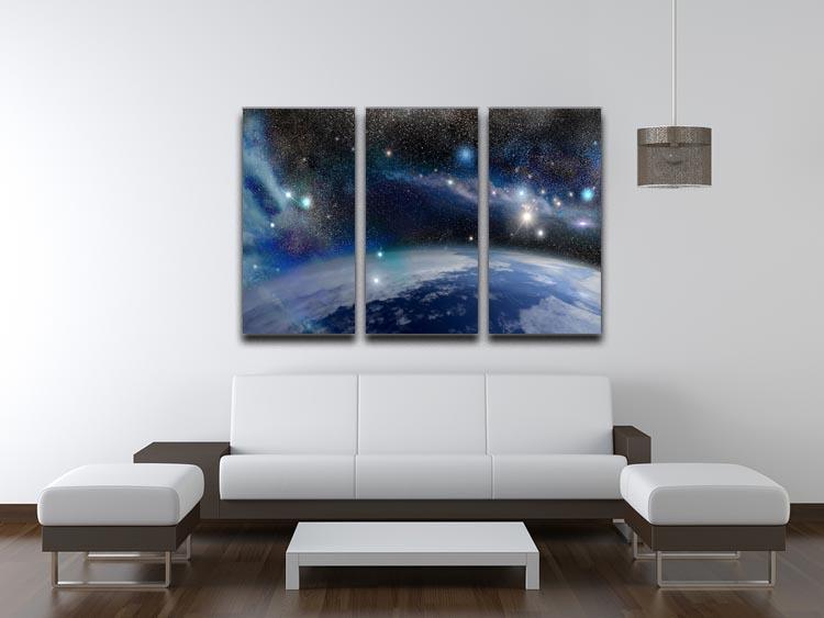 Earth in a Cosmic Cloud 3 Split Panel Canvas Print - Canvas Art Rocks - 3