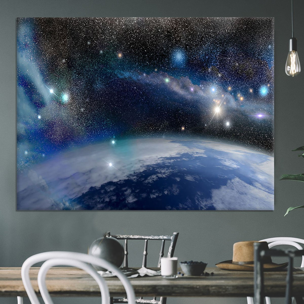 Earth in a Cosmic Cloud Canvas Print or Poster