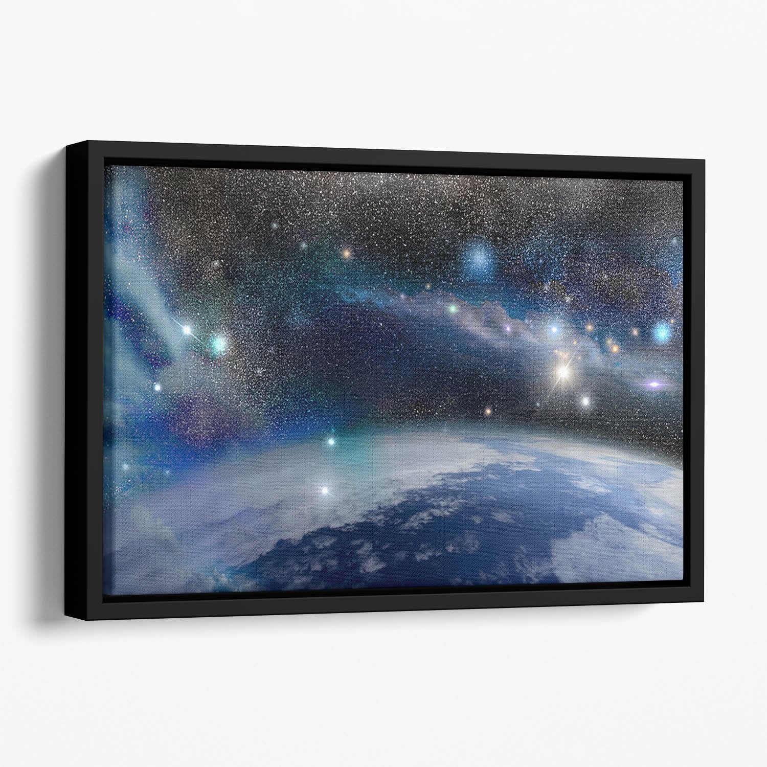 Earth in a Cosmic Cloud Floating Framed Canvas