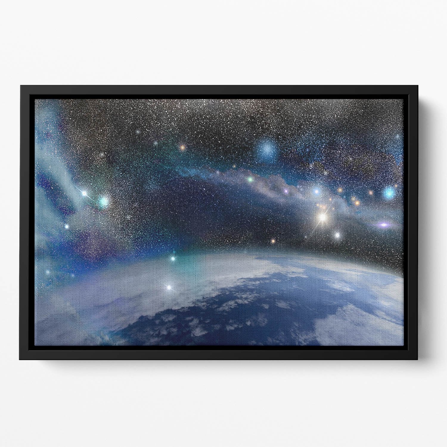 Earth in a Cosmic Cloud Floating Framed Canvas