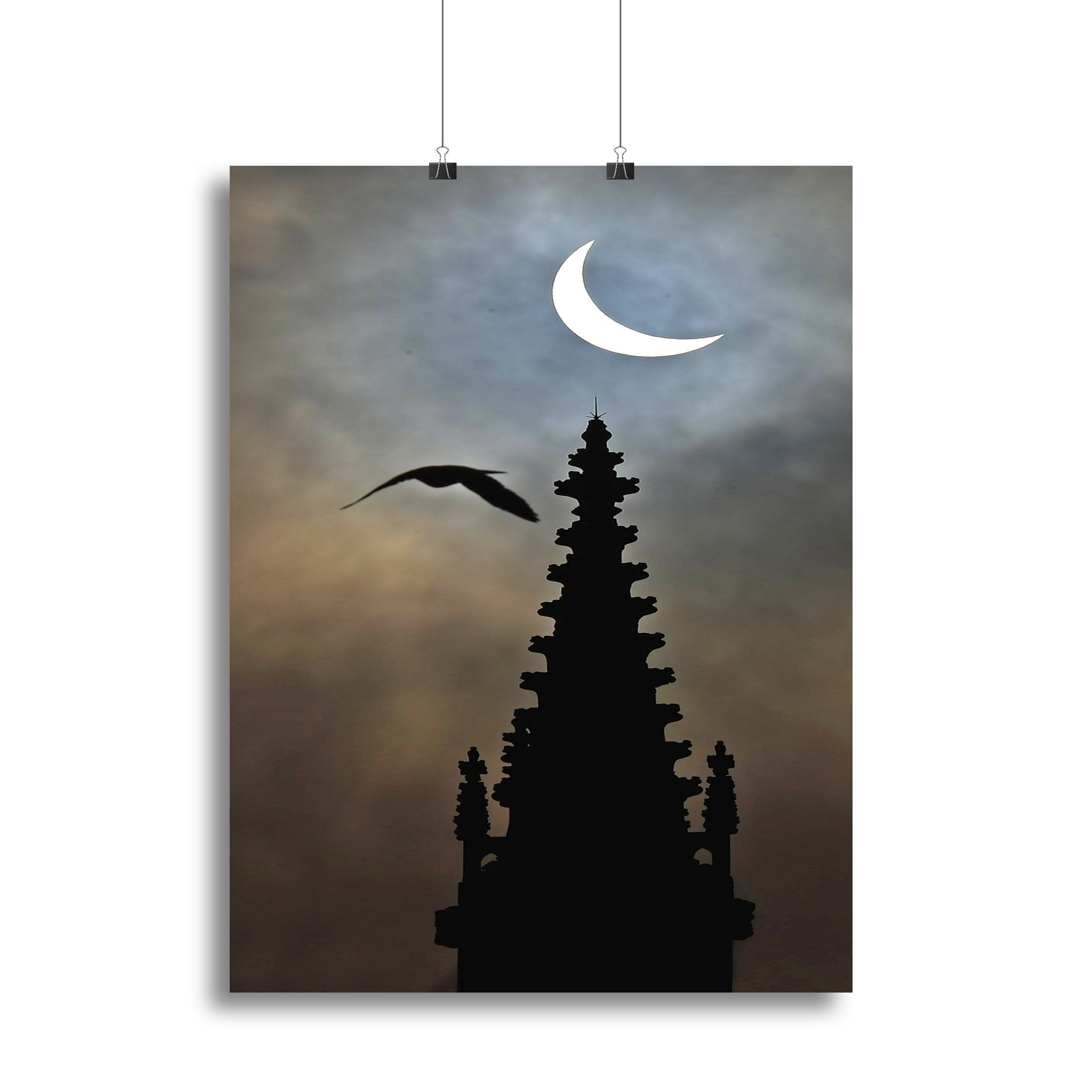Eclipse over Worcester Cathedral Canvas Print or Poster