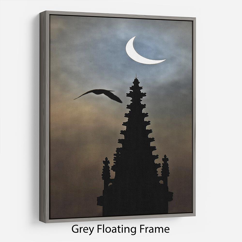 Eclipse over Worcester Cathedral Floating Frame Canvas - Canvas Art Rocks - 3