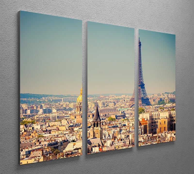 Eiffel Tower Sunny Day 3 Split Panel Canvas Print - Canvas Art Rocks - 2
