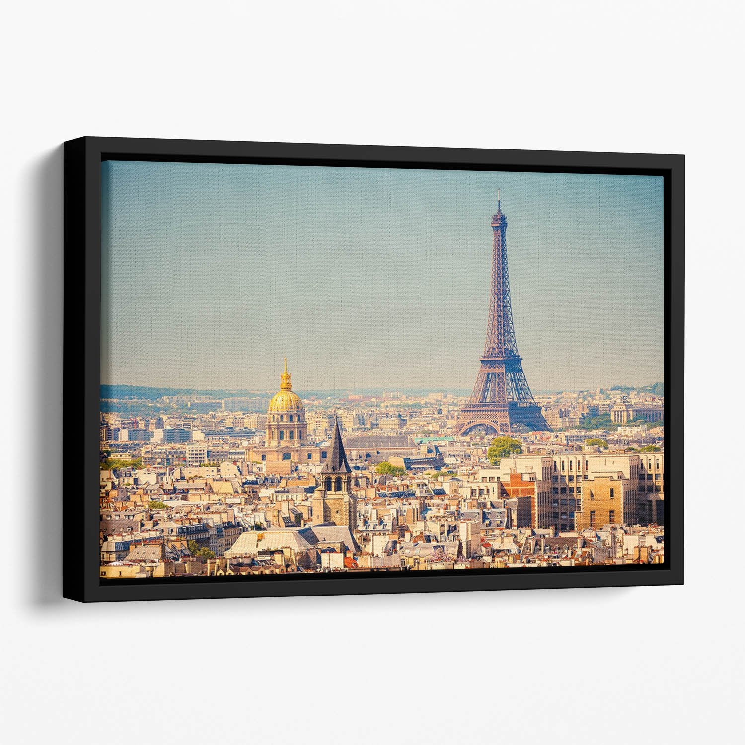Eiffel Tower Sunny Day Floating Framed Canvas