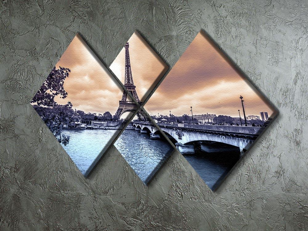 Eiffel Tower from Seine 4 Square Multi Panel Canvas  - Canvas Art Rocks - 2