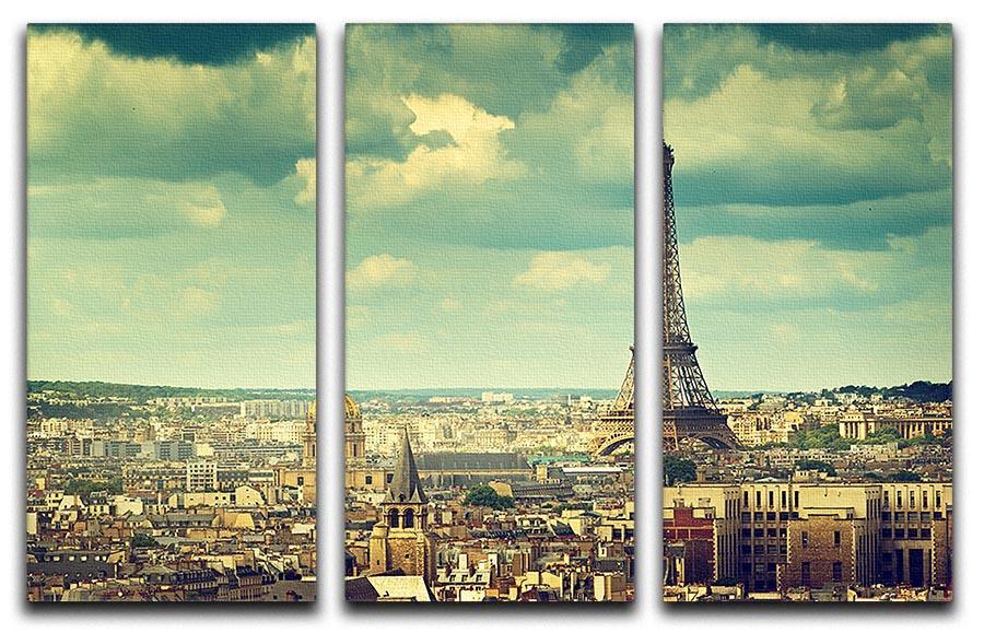 Eiffel tower Paris France 3 Split Panel Canvas Print - Canvas Art Rocks - 1