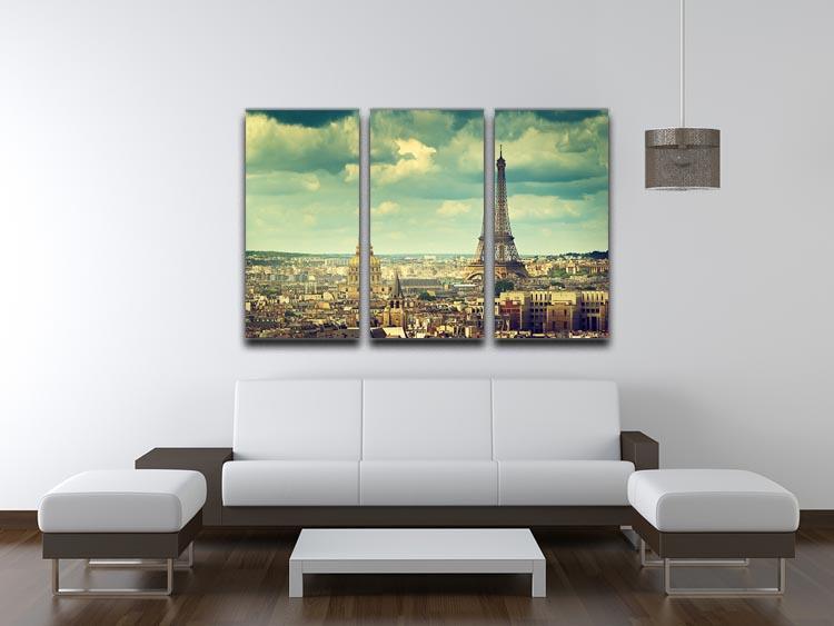 Eiffel tower Paris France 3 Split Panel Canvas Print - Canvas Art Rocks - 3