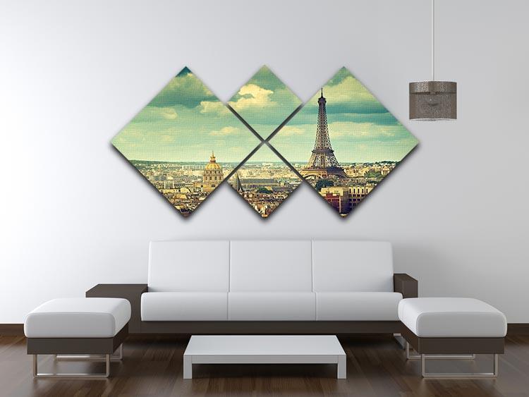 Eiffel tower Paris France 4 Square Multi Panel Canvas  - Canvas Art Rocks - 3