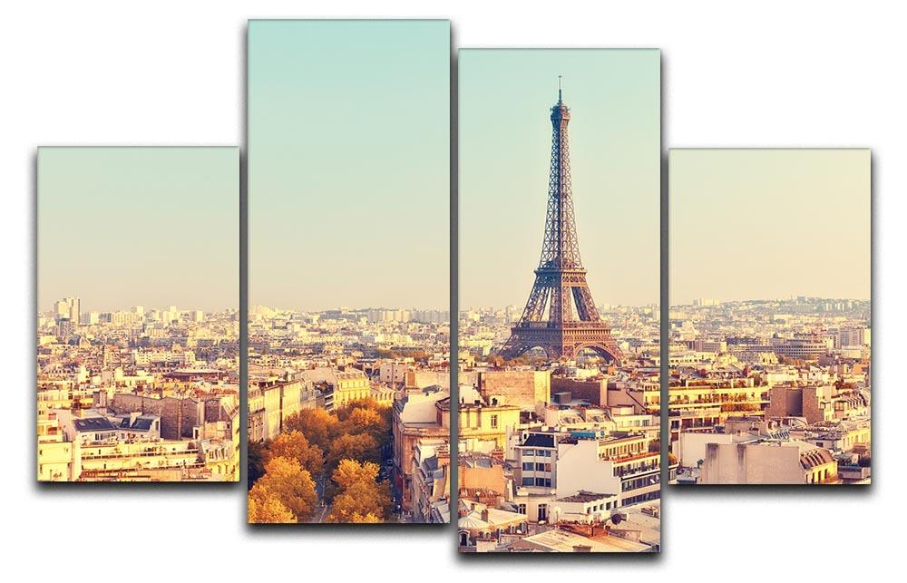 Eiffel tower at sunset 4 Split Panel Canvas  - Canvas Art Rocks - 1