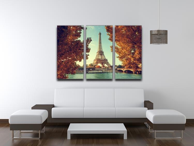 Eiffel tower in autumn time 3 Split Panel Canvas Print - Canvas Art Rocks - 3