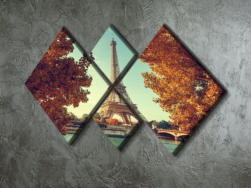 Eiffel tower in autumn time 4 Square Multi Panel Canvas  - Canvas Art Rocks - 2