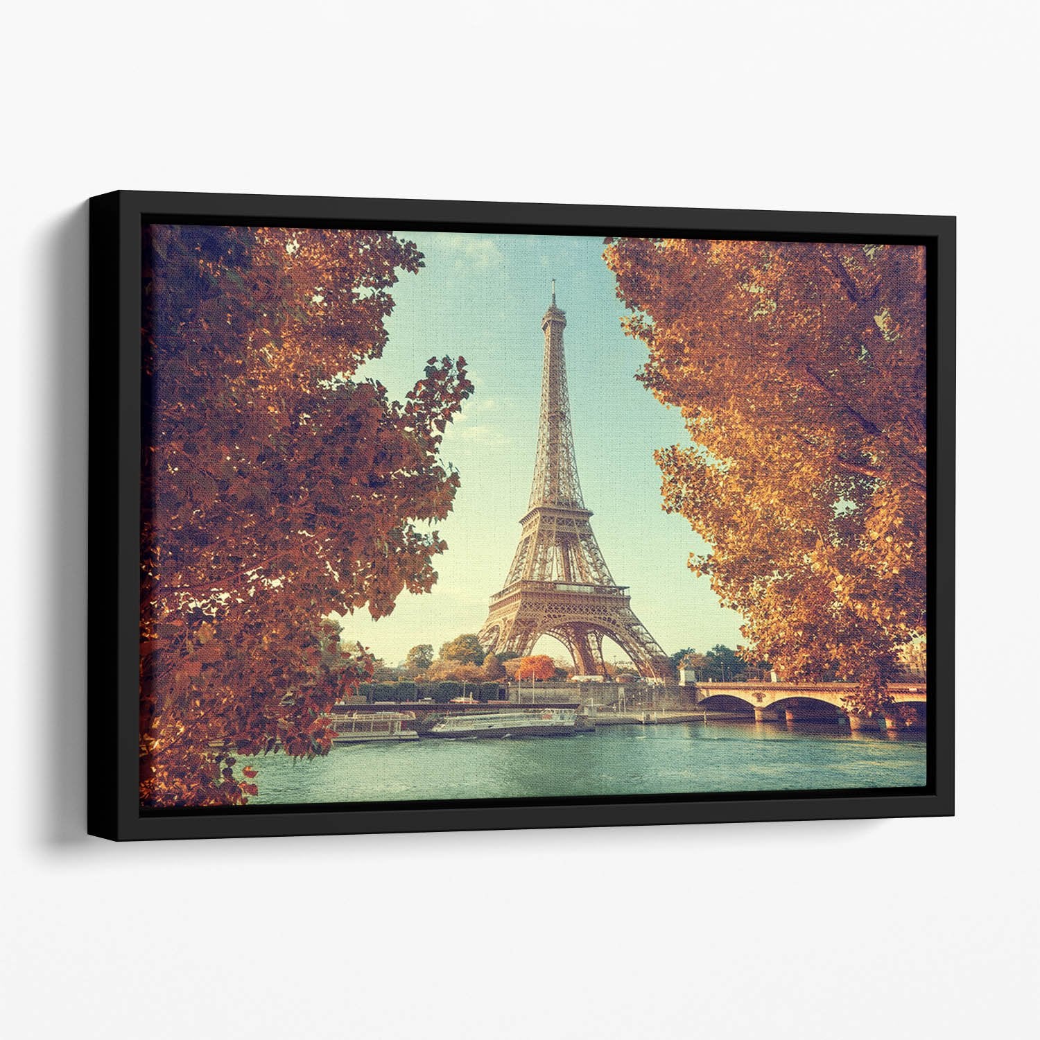 Eiffel tower in autumn time Floating Framed Canvas