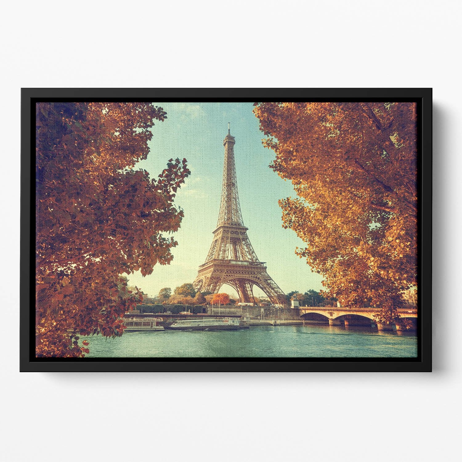 Eiffel tower in autumn time Floating Framed Canvas
