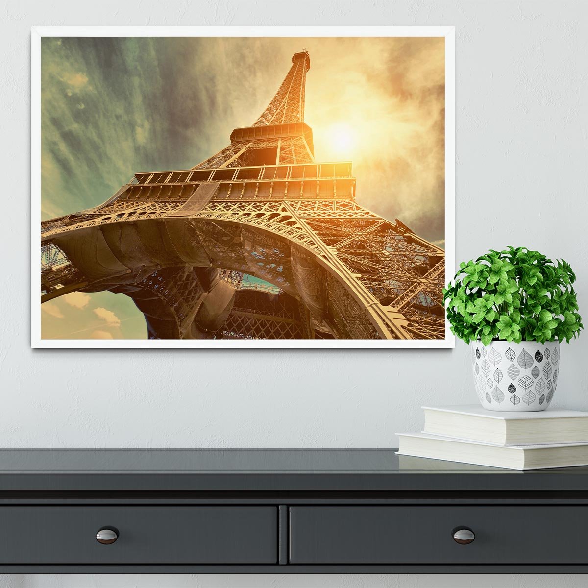 Eiffel tower under sun light Framed Print - Canvas Art Rocks -6