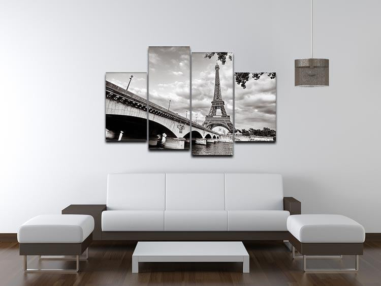 Eiffel tower view from Seine river 4 Split Panel Canvas  - Canvas Art Rocks - 3