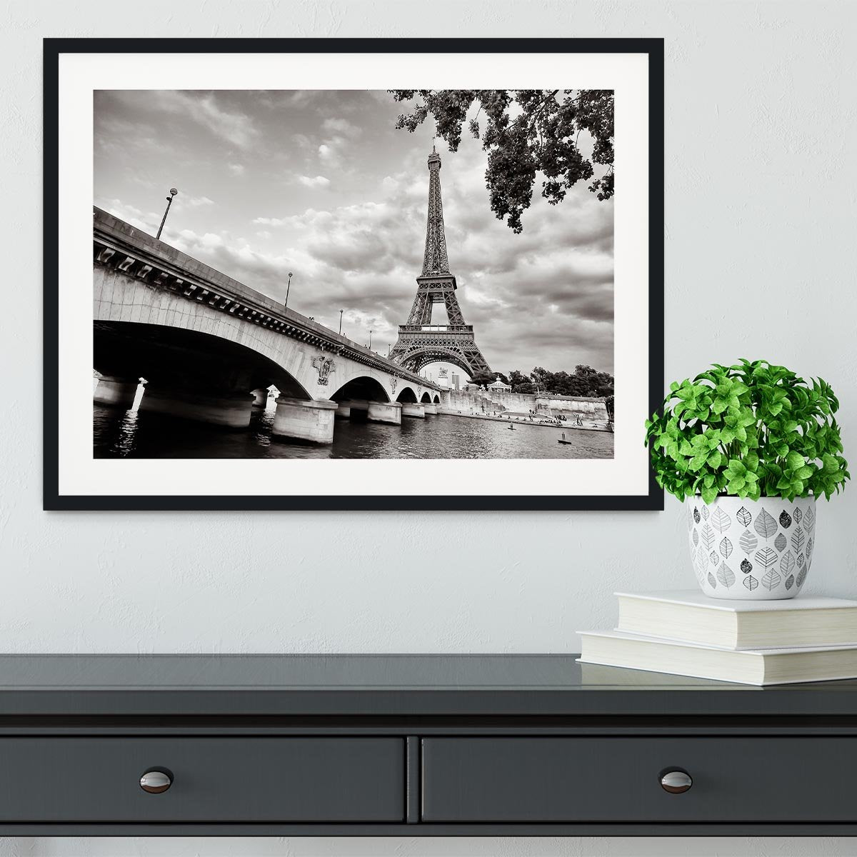 Eiffel tower view from Seine river Framed Print - Canvas Art Rocks - 1