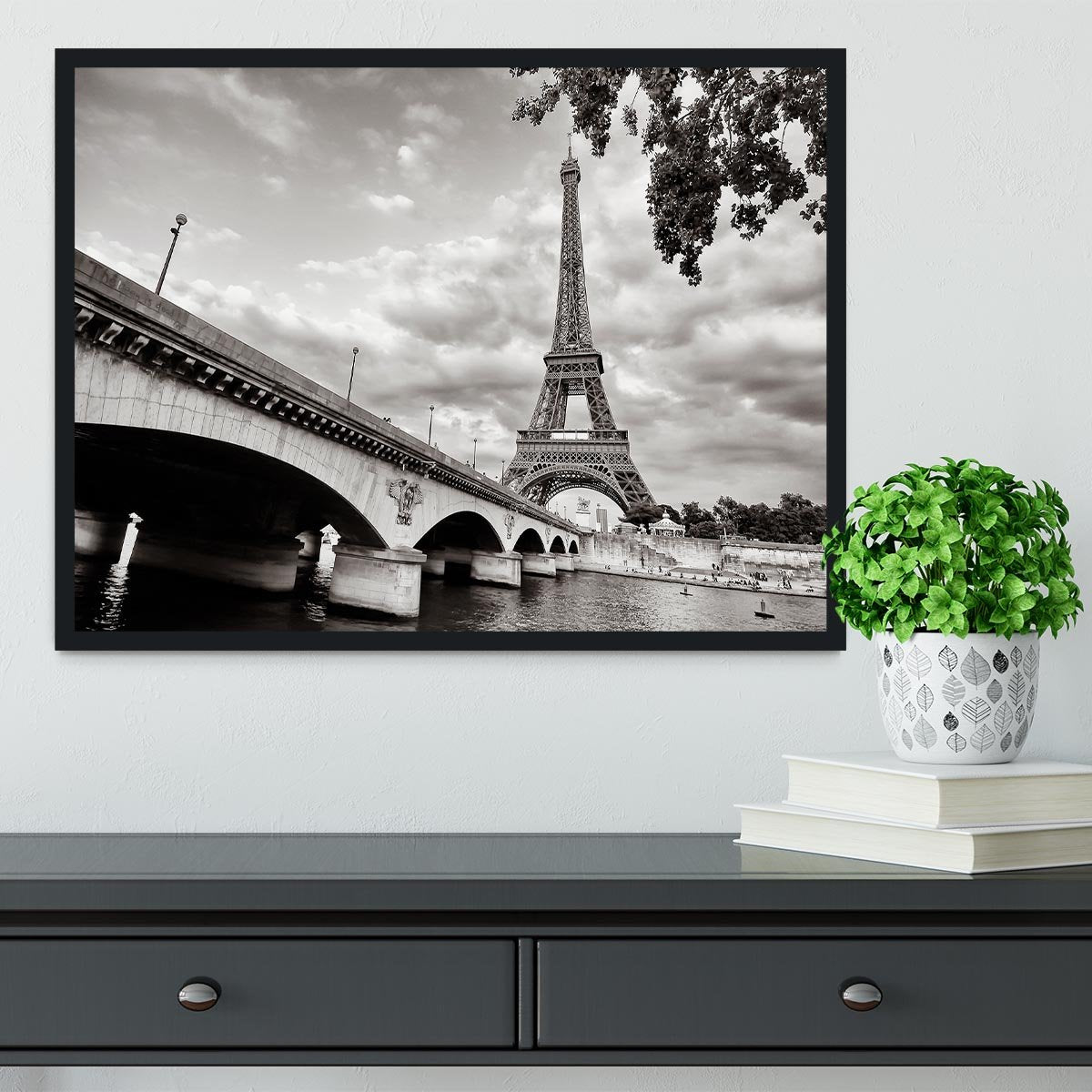 Eiffel tower view from Seine river Framed Print - Canvas Art Rocks - 2