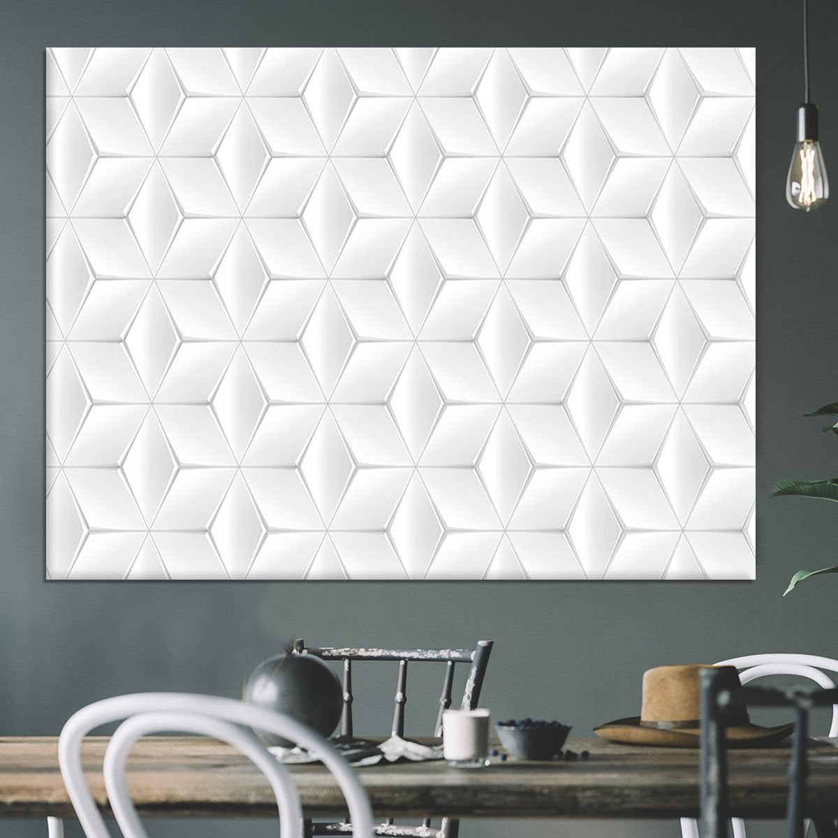 Elegant White Geometric Background Canvas Print or Poster