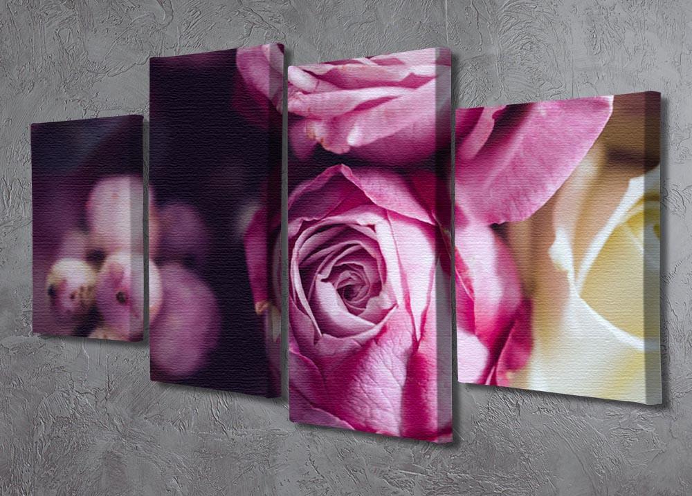 Elegant bouquet of pink and white roses 4 Split Panel Canvas  - Canvas Art Rocks - 2